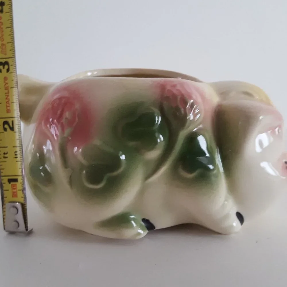 Vintage Ceramic Sleeping Pig Planter Small